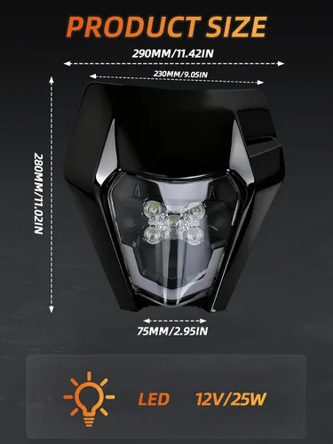 Miniatura 3 de JFG RACING - Kit de faro delantero LED universal para la mayoría de motocicletas, motocross, enduros, minimotos, supermotos CR CRF XR YZ YZF XC XCF