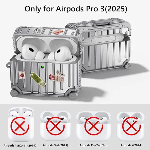 Miniatura 2 de Filoto Funda compatible con AirPods Pro 3, bonito diseño de maleta de moda para AirPods Pro de tercera generación, funda rígida protectora a prueba