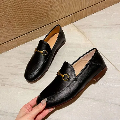 Miniatura 5 de Divanne Mocasines para mujer, mocasines planos de cadena dorada, mocasines de piel sin cordones