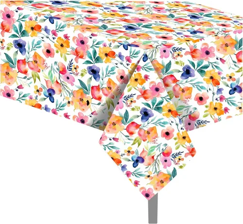 Miniatura 60 de 1 paquete de mantel de plástico con diseño de bandera americana del 4 de julio para fiesta, 54 x 87 pulgadas de largo, mantel rectangular para bufé