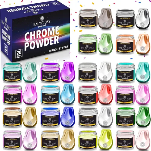 Miniatura 11 de Pigmento cromado y metálico de alta calidad – 10 colores espejo cromado y polvo de mica holográfica para arte de resina, epoxi, vasos, posavasos