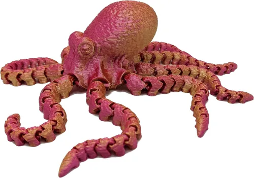 Miniatura 15 de Pulpo impreso en 3D – Personalizable, hecho a pedido Modelo animal articulado (pequeño, morado con tentáculos verde lima)