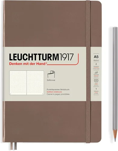 Miniatura 7 de LEUCHTTURM1917 - Cuaderno mediano A5 de tapa blanda, 123 páginas numeradas para escribir y llevar un diario (color negro, cuadriculado)
