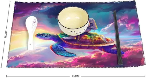 Miniatura 2 de Astronaut-Turtle Placemats Set of 6 Resistant Table Mats Washable Place Mats for Dinner Party Table Decoration