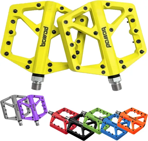 Miniatura 9 de Pedales MTB, pedales grandes para bicicleta de montaña, pedales de plataforma de bicicleta compuestos de fibra de nailon ligero, pedales de agarre