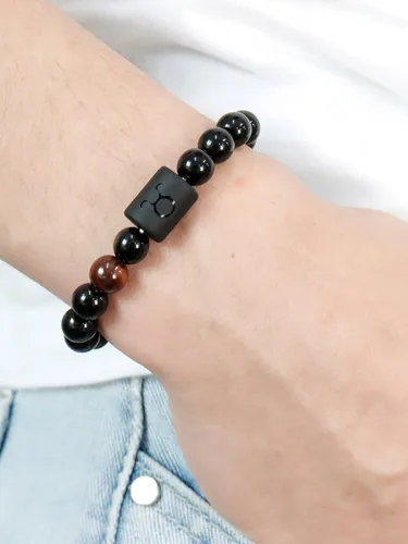 Miniatura 5 de Dcfywl731 Pulsera de pareja del zodiaco para hombres, pulseras de piedra natural de ónix negro para mujeres, regalos para hombres, regalos