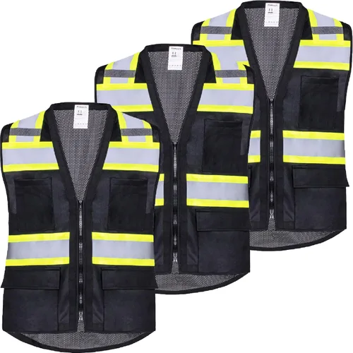 Miniatura 19 de ProtectX - Chaleco de seguridad de alta visibilidad con 6 bolsillos, clase 2 reflectante, de alta visibilidad, para hombres y mujeres, chaleco