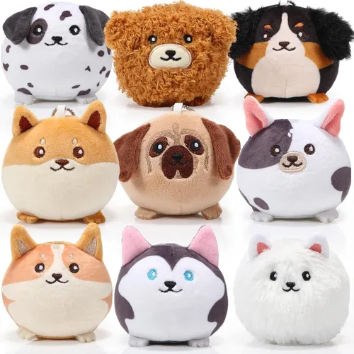 Miniatura 10 de Libima 9 piezas mini llaveros de animales de peluche de 3.15 pulgadas, pequeños adornos lindos de felpa, juguetes a granel para baby shower