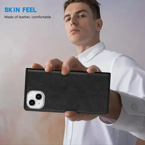 Miniatura 6 de ZZXX Funda tipo cartera para iPhone 14 con bloqueo RFID, soporte de ranura para tarjetas, funda protectora de cuero magnético fuerte plegable