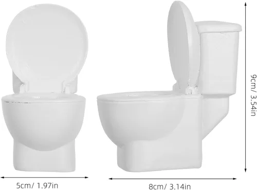 Miniatura 8 de Garneck Mini inodoro de juguete para casa de muñecas, figura de baño en miniatura, modelo de inodoro pequeño, decoración de adorno de jardín de hadas