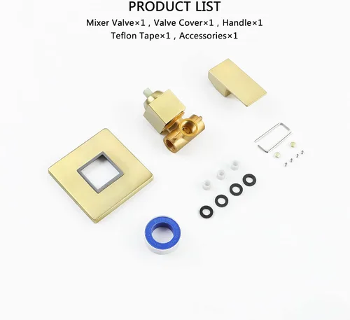Miniatura 9 de SKOWLL Kit de Válvula de Ducha Oro Cepillado Kit de Ajuste de Válvula de Mango de Ducha, Montaje en Pared Función Única Kit de Válvula de Control