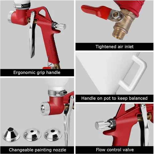 Miniatura 4 de IRONMAX - Pistola pulverizadora con textura de aire, pulverizador ligero de pintura para paneles de yeso de 1.45 galones con 3 boquillas de 0.157