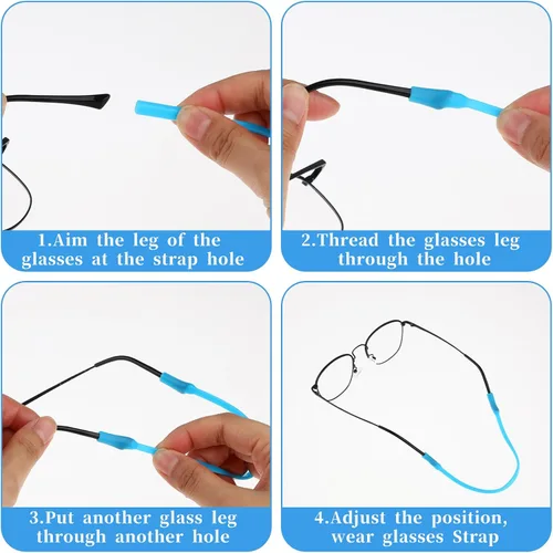 Miniatura 6 de Qianyu 12 correas elásticas para gafas deportivas, antideslizantes, de silicona para niños, correas de seguridad para gafas sin cola, retenedores