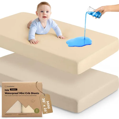 Miniatura 18 de Sábanas ajustadas para Pack and Play - Paquete de 2 sábanas mini para cuna para Pack N Play, colchón 38x26, ropa de cama suave y acogedora