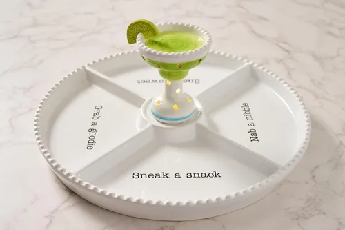 Miniatura 5 de Mud Pie Circa Divided Tray, White, 12 1/4" dia Base para plaquitas intercambiables