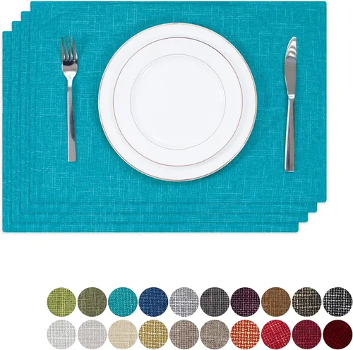 Miniatura 33 de Kevin Textile - Juego de 4 manteles individuales resistentes al calor, lavables, para fiestas, bufé, cenas, 13 x 19 pulgadas, color negro