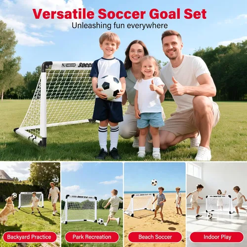 Miniatura 2 de KETIEE Porterías de fútbol para niños para patio trasero: juego de porterías de fútbol plegables de 35 x 23 pulgadas, portería de fútbol portátil