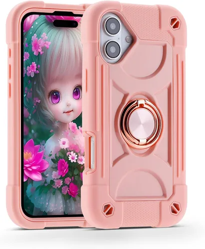 Miniatura 65 de MARKILL Funda compatible con iPhone 15 de 6.1 pulgadas con soporte integrado, [grado militar resistente de cuerpo completo] protección contra Rosa