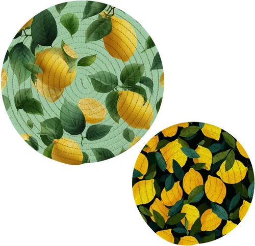 Miniatura 44 de Salvamanteles para platos calientes, ollas y sartenes, 2 soportes para ollas, resistentes al calor, de algodón, redondos, para encimera de cocina