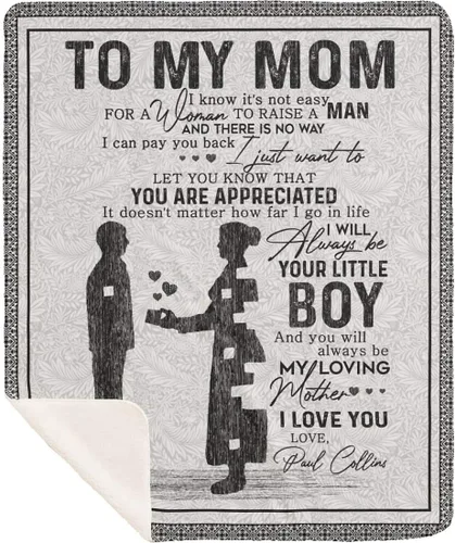 Miniatura 6 de Manta personalizada para mamá de hija e hijo, manta personalizada para el día de la madre con nombres de los niños, con texto en inglés «To My Mom
