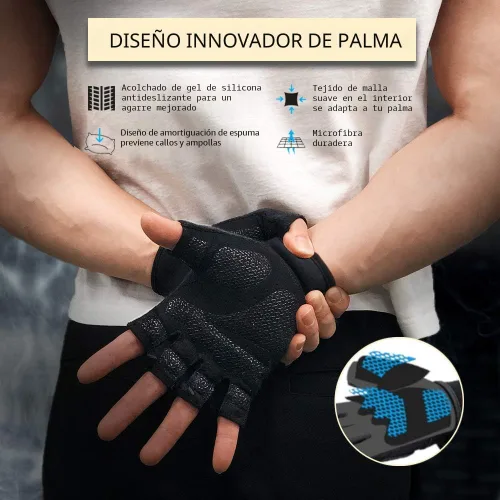 Miniatura 3 de ATERCEL Guantes de entrenamiento para hombres y mujeres, guantes de ejercicio para levantamiento de pesas, ciclismo, gimnasio, entrenamiento, Negro