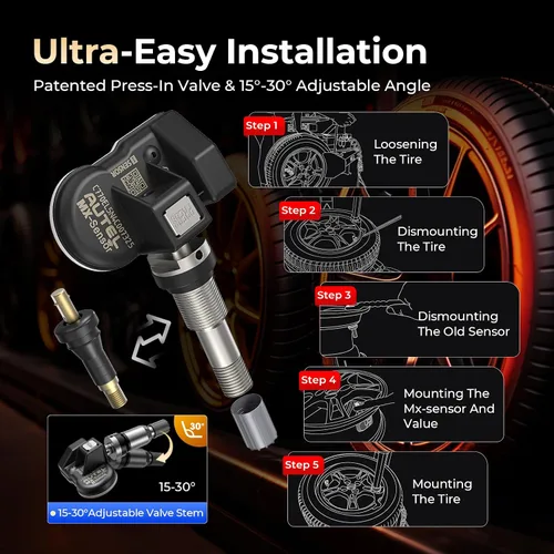 Miniatura 7 de Autel Sensor TPMS 1 sensor, válvula de metal MX-Sensor 315 MHz + 433 MHz, programable universal especialmente diseñado para reemplazo de sensores