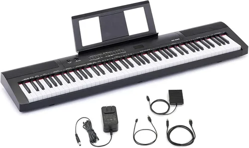 Miniatura 9 de Amazon Basics Piano de teclado eléctrico con 61 teclas, altavoces integrados, canciones para aprender, color negro
