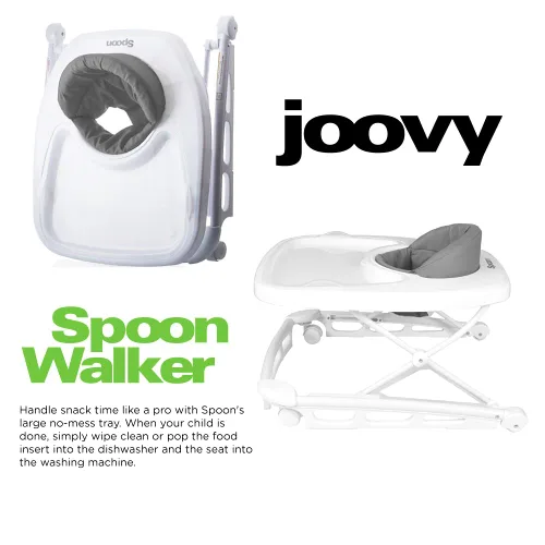 Miniatura 3 de Andadera Joovy Spoon con centro de actividades para bebé con tres alturas ajustables, bandeja extra grande y capacidad de peso de 13.6 kg - Carbón