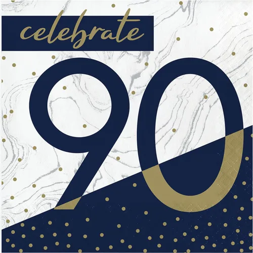 Miniatura 11 de Trendware Servilletas de cumpleaños número 18 azul marino y dorado, 48