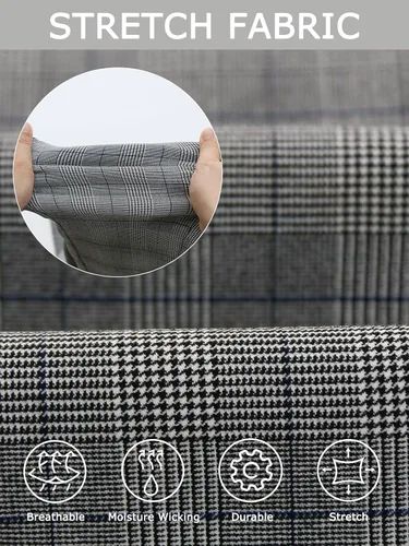 Miniatura 4 de Plaid&Plain Pantalones a cuadros para hombre, pantalones de vestir ajustados para hombre, pantalones chinos ajustados para hombre