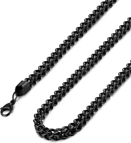Miniatura 8 de FIBO STEEL Collar de Cadena de Curb de 3-6 mm para Hombres y Mujeres, Estilo Punk Motociclista, Acero Inoxidable, 18.0-30.0 Pulgadas, Tono Plateado