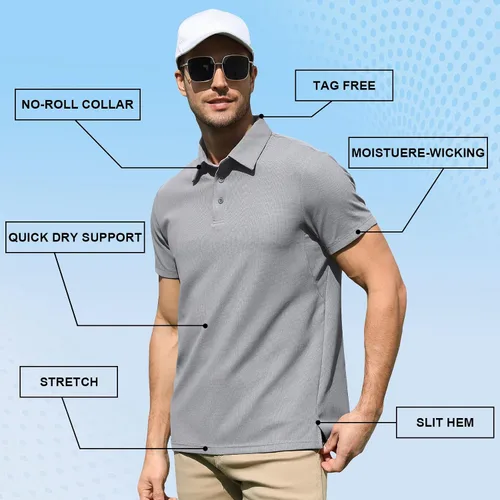 Miniatura 4 de GymSmart Polo Shirts for Men Short Sleeve Casual Business Sports Tennis Golf Shirts