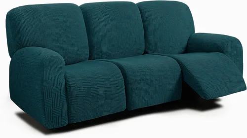 Miniatura 23 de ULTICOR - Juego de 8 fundas para sofá reclinable de jacquard, fundas para sofá reclinable elásticas para 3 cojines, gruesas, suaves, lavables Gris