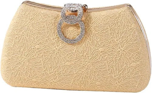 Miniatura 11 de Dreubea Bolso de noche de moda para mujer, bolso de embrague con cadena Champán