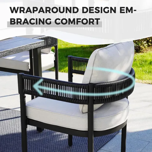 Miniatura 3 de Grand patio - Juego de 2 sillas de comedor para exterior, 2 piezas de sillas de comedor para patio, sillas fijas de patio de mimbre tejido en metal