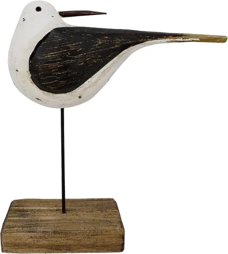 Miniatura 13 de Estatua de pájaro marino de madera, gaviota en el soporte, escultura náutica de aves costeras, para interiores y exteriores, figura de animales