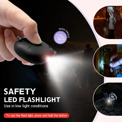 Miniatura 3 de Alarma personal de sonido seguro, alarma de llavero con sirena de 130 dB, alarma de seguridad de emergencia con luz LED, sirena de seguridad