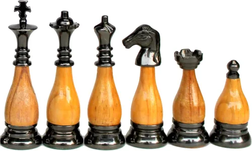 Miniatura 4 de StonKraft Piezas de ajedrez de madera de latón, peones, figura de ajedrez, figuras de ajedrez, monedas (3.5 pulgadas, rey)
