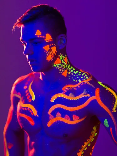 Miniatura 6 de Pintura neón para rostro y cuerpo (estilo de maquillaje), juego de pintura ultravioleta fluorescente con luz negra, 6 colores muy brillantes con 3