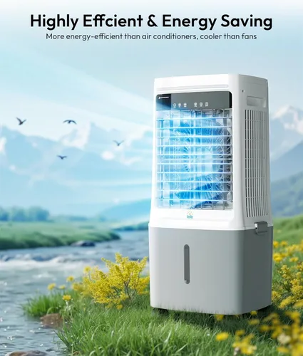Miniatura 8 de Enfriador de aire evaporativo portátil 3 en 1, enfriador de pantano de 2000 CFM con tanque doble de 6.6 galones y 4 paquetes de hielo, control