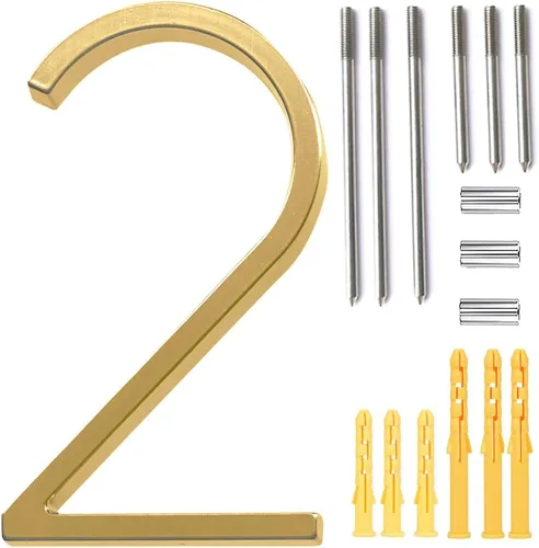 Miniatura 11 de Número de casa flotante de 5'', números de casa modernos - aleación de zinc, número de dirección de casa con exquisito proceso de dibujo - dorado