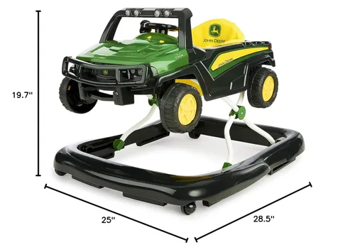 Miniatura 9 de Bright Starts John Deere 4 en 1 Gator Green Centro de actividades para bebés y andador de empuje con volante interactivo extraíble, juguete de 6