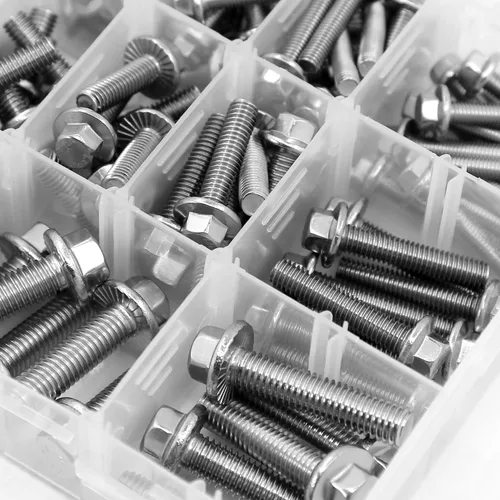 Miniatura 9 de Juego de 240 tornillos y tuercas con brida M5 M6 M8, tornillos hexagonales métricos con brida de acero inoxidable 304 Incluye las 14 medidas más Kit