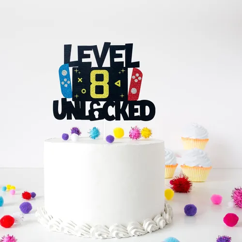 Miniatura 2 de Decoración de pastel de videojuegos desbloqueada de nivel 8 – Nivel 8 desbloqueado impresionante 2014 cumpleaños pastel decoración – Videojuego 8