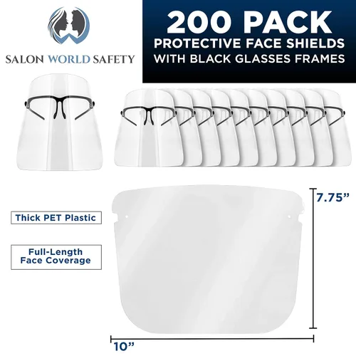 Miniatura 2 de TCP Global Salon World - Protectores faciales completos con marcos de gafas (paquete de 10), ultra transparentes para proteger los ojos, la nariz