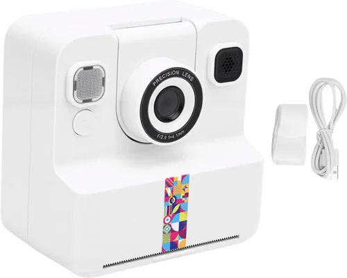 Cámara de impresión instantánea, cámara de impresión en color para niños con pantalla de 2.4 pulgadas, zoom 16X, 1080P, reproductor de MP3 de vídeo