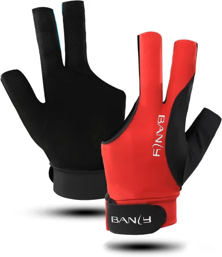 Miniatura 9 de Banly Guantes de billar para billar que se adaptan a la mano izquierda, 3 dedos, guante deportivo de billar pequeño, para jugadores de billar