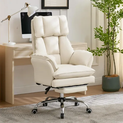 Miniatura 2 de Cloud - Silla de oficina con patas cruzadas con reposapiés, silla ergonómica ejecutiva grande y alta, reposabrazos abatibles para mascotas, silla
