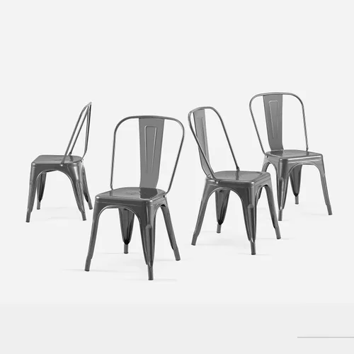 Miniatura 22 de AC Pacific Sillas de comedor de metal industrial de 18 pulgadas de altura, asiento apilable de cocina o bar, diseño moderno y duradero, muebles