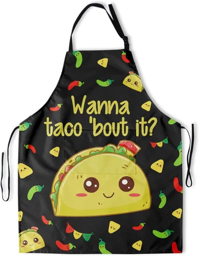 Miniatura 29 de Giwawa Delantal unisex para adultos, impermeable, resistente a las manchas, delantal de cocina con 2 bolsillos para BBQ, parrilla y pintura